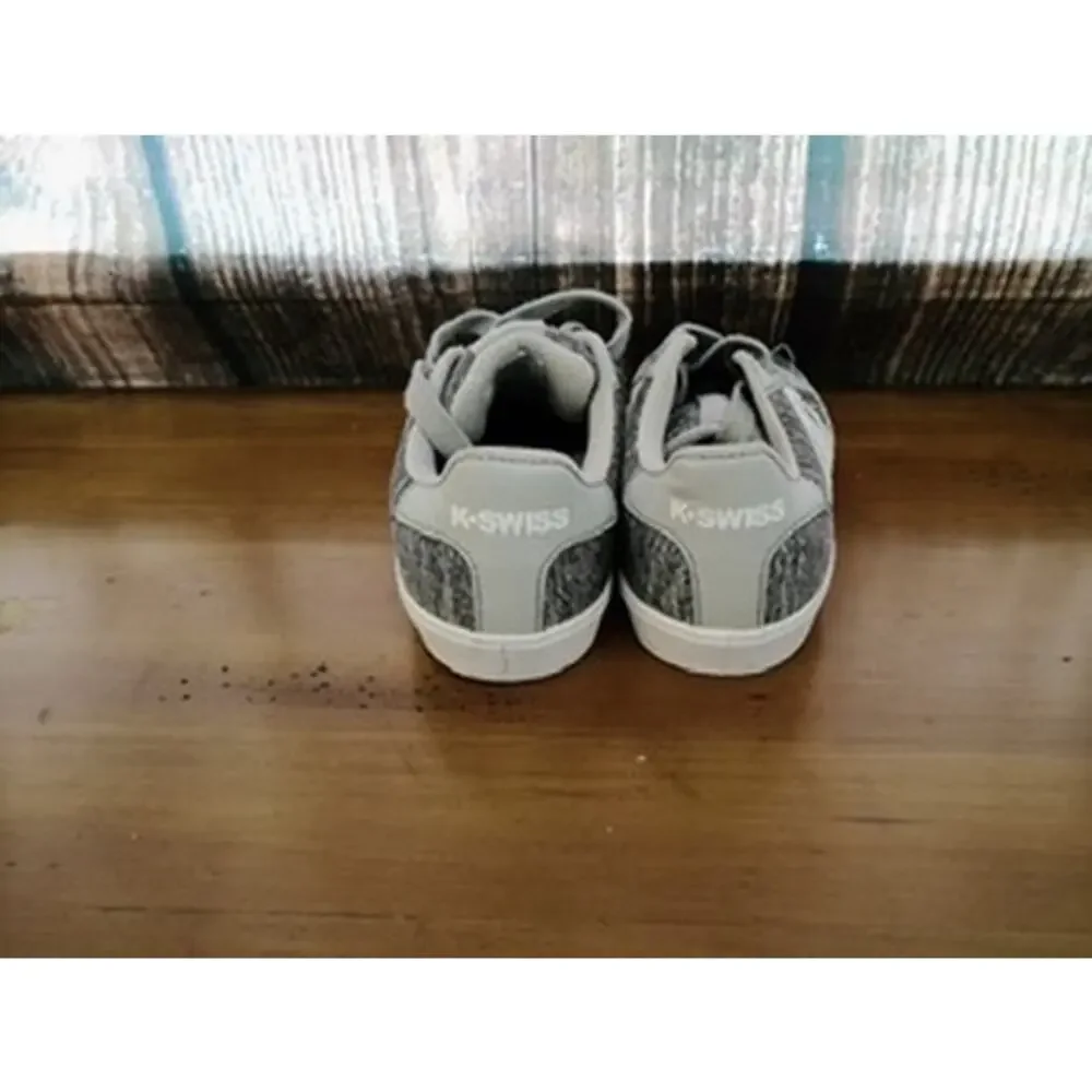 K-Swiss Court Tiebreak II Gray White Lace-Up Shoes size 3.5‎